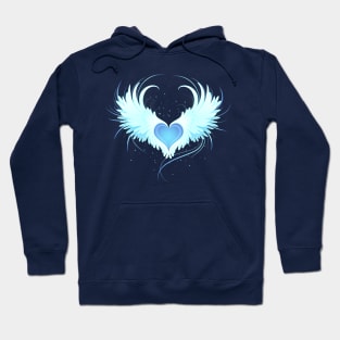 Angel Heart on Blue Background Hoodie
